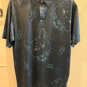 Men's Black and Blue Patterned Raised By Coyotes Golf Polo Size Large.